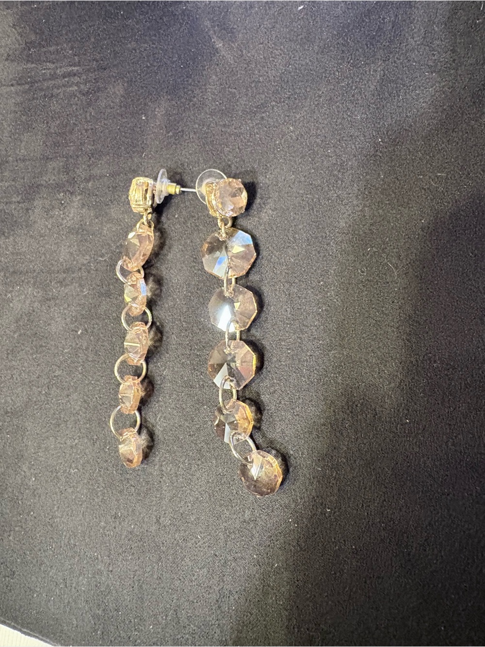 Crystal Drop Linear Earrings.